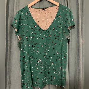 Teal Leopard Print Blouse